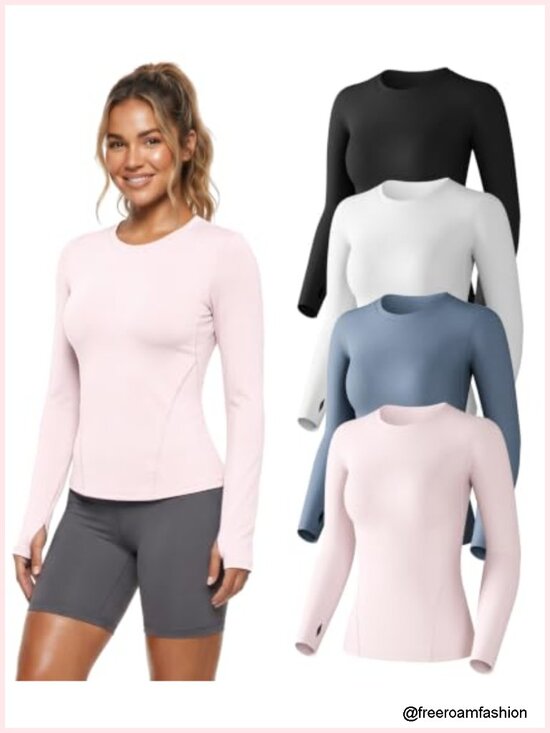 Tops - Women's UPF 50+ Long Sleeve Compression Shirts 4-Pack, Quick Dry Athletic